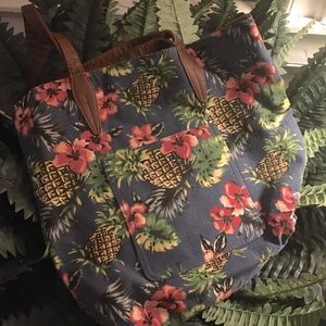 Canvas Tropical Pineapple Tote